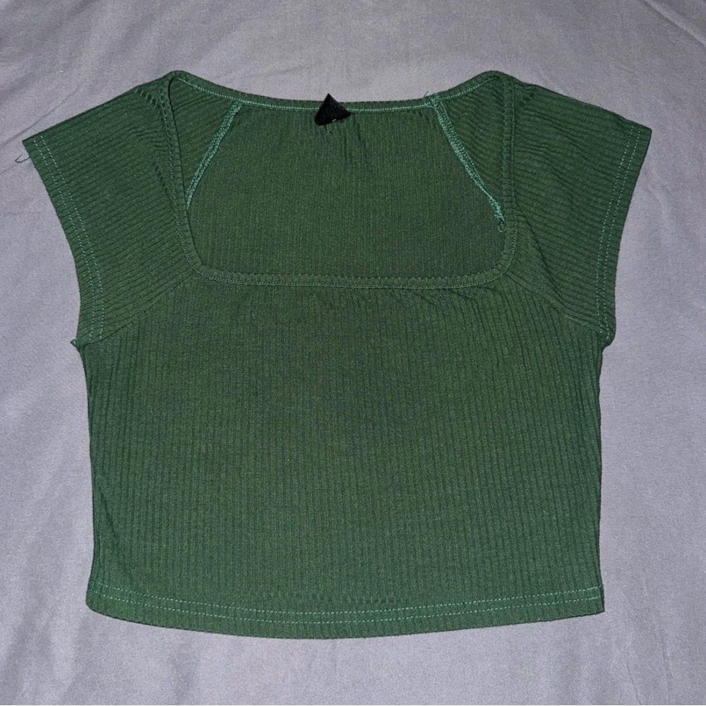 Forest Green Ribbed Women's Crop Top